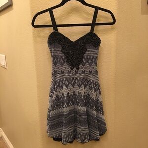FREE PEOPLE Women Metal Lace Design Lined Dress Size S/M